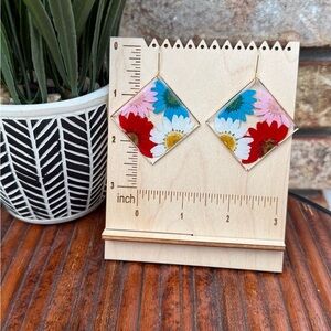 🌼 Bright Floral Resin Earrings | Gold Plated Stainless Hooks | Handmade